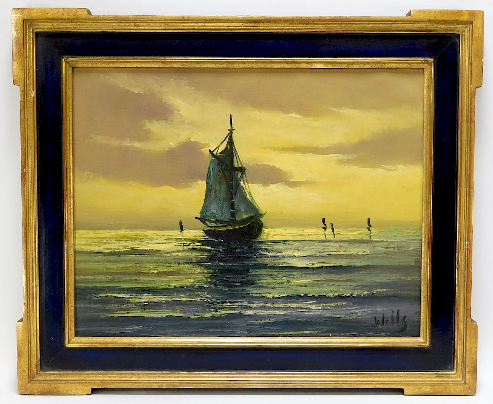 Appraisal: Thomas Wells Impressionist Maritime O C Painting Thomas Wells Michigan