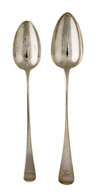 Appraisal: TWO GEORGE III IV GRAVY SPOONS Old English pattern both