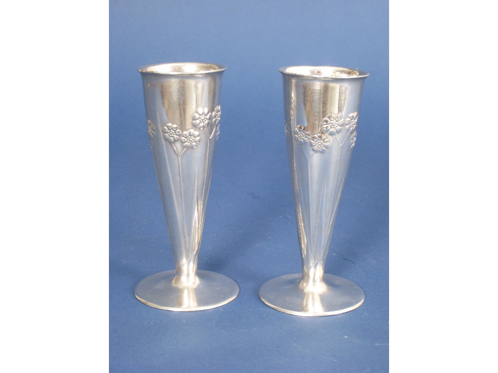 Appraisal: A Tudric polished pewter pair of Vases Liberty Co Archibald