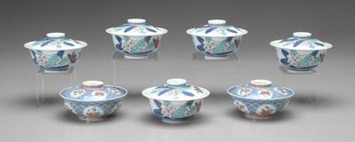 Appraisal: Seven Japanese Nabeshima style bowls lidded probably by Imaizumi Imaeman