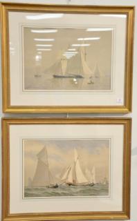 Appraisal: Pair of Fred S Cozzens colored lithographs Rounding the Lightship