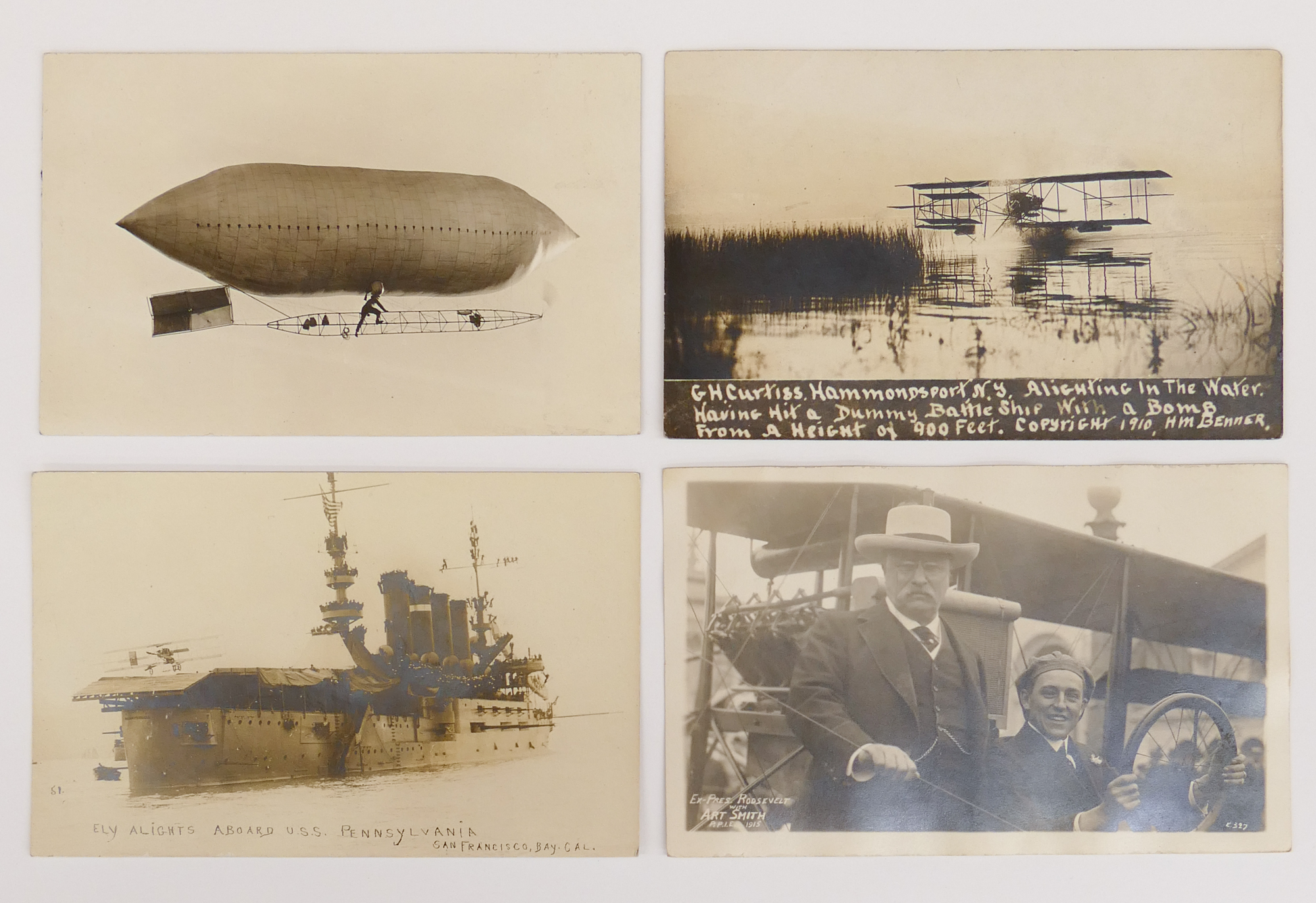 Appraisal: pc Early Aviation Real Photo Postcards Includes 'Ely Alights Aboard