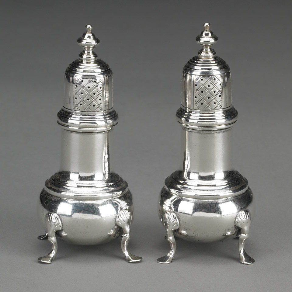 Appraisal: Pair of American Silver Pepper Casters Graff Washbourne Dunn New