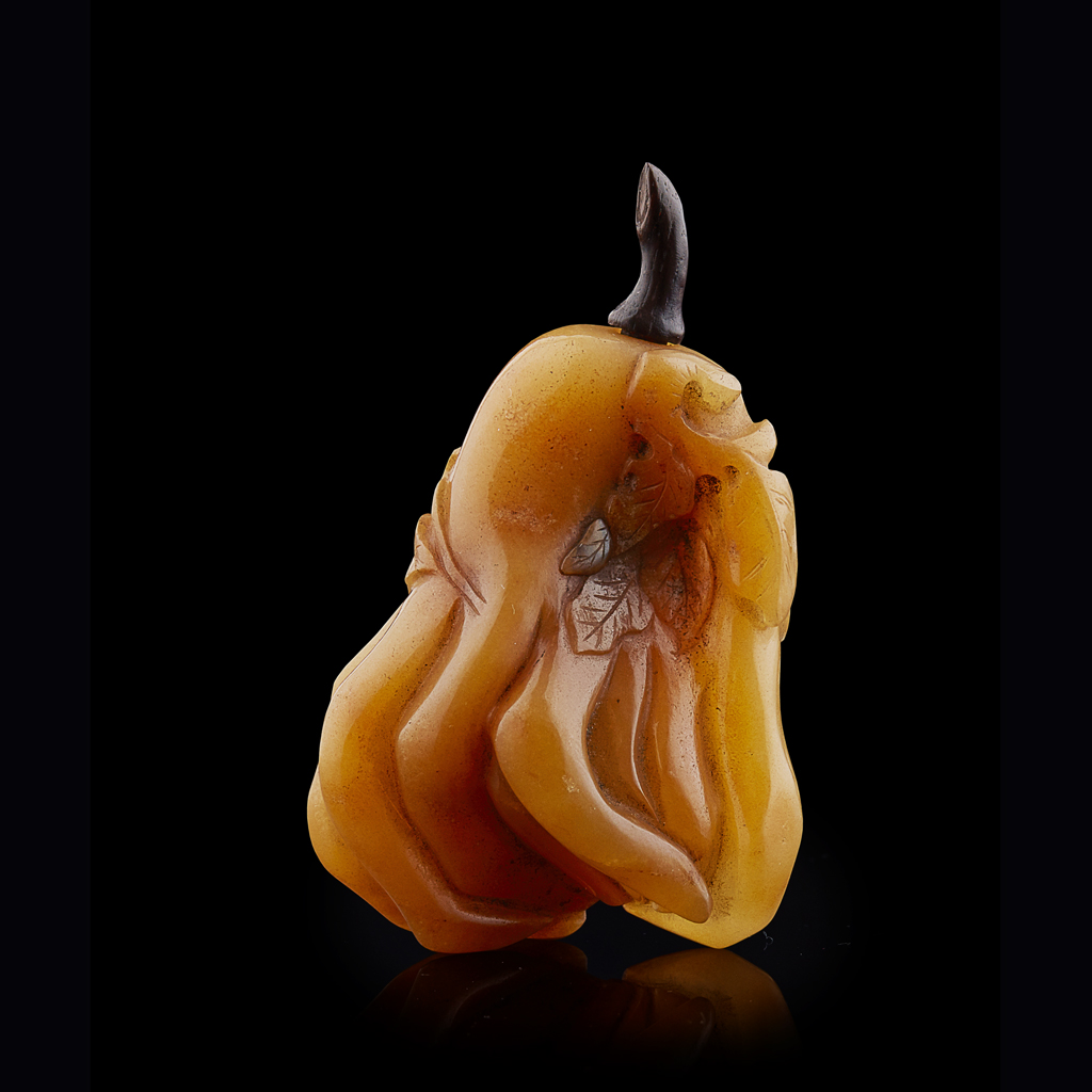 Appraisal: YELLOW JADE CARVED 'FINGERED CITRON' SNUFF BOTTLE QING DYNASTY TH