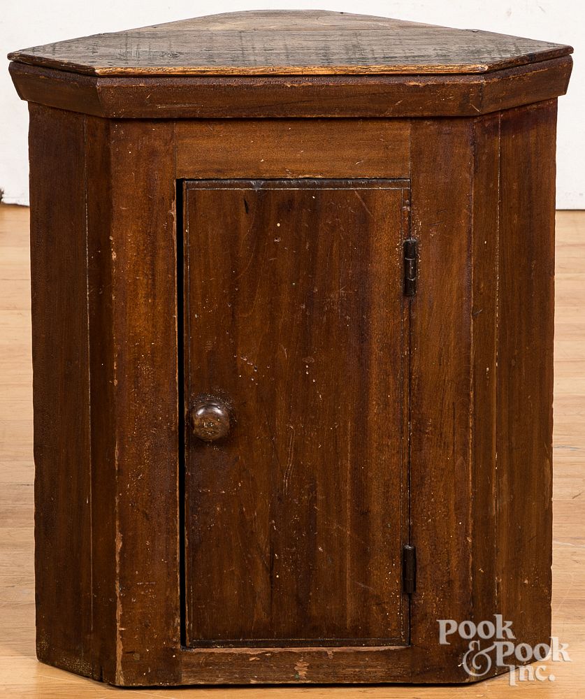 Appraisal: Pennsylvania poplar hanging cupboard th c Pennsylvania poplar hanging cupboard