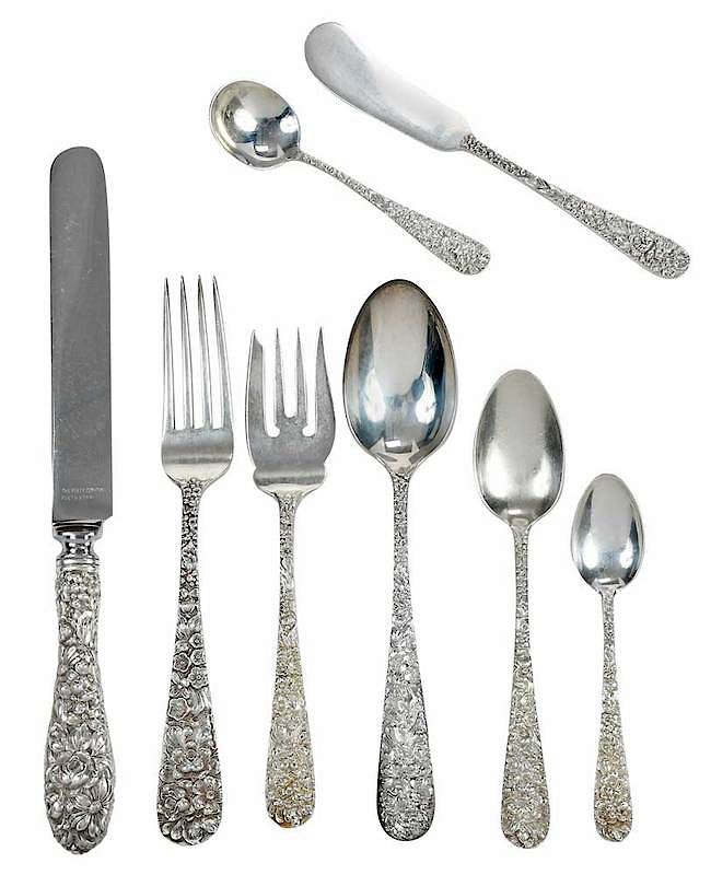 Appraisal: Steiff Repousse Sterling Flatware Pieces American th century including each