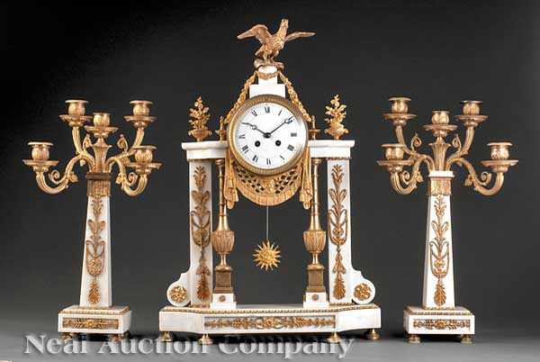 Appraisal: A Napoleon III Gilt Bronze and White Marble Three Piece