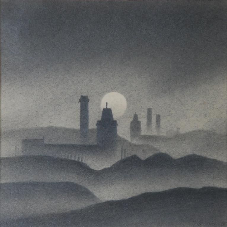 Appraisal: TREVOR GRIMSHAW - PENCIL DRAWING View of an industrial town