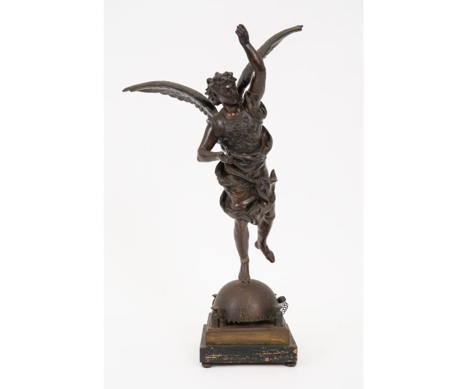 Appraisal: Faux bronze spelter metal sculpture of a winged angel after