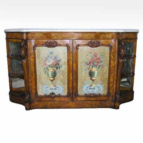 Appraisal: An English Marble and Mirrored Circassian Walnut Sideboard circa having