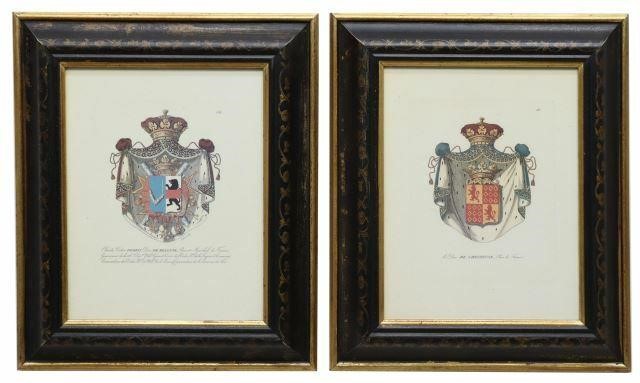 Appraisal: lot of Decorative famed offset prints on paper heraldic coat