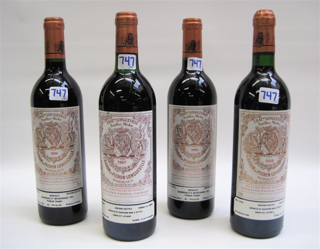 Appraisal: FOUR BOTTLES OF VINTAGE FRENCH RED BOREDAUX WINE Chateau Pichon-Longueville-Baron