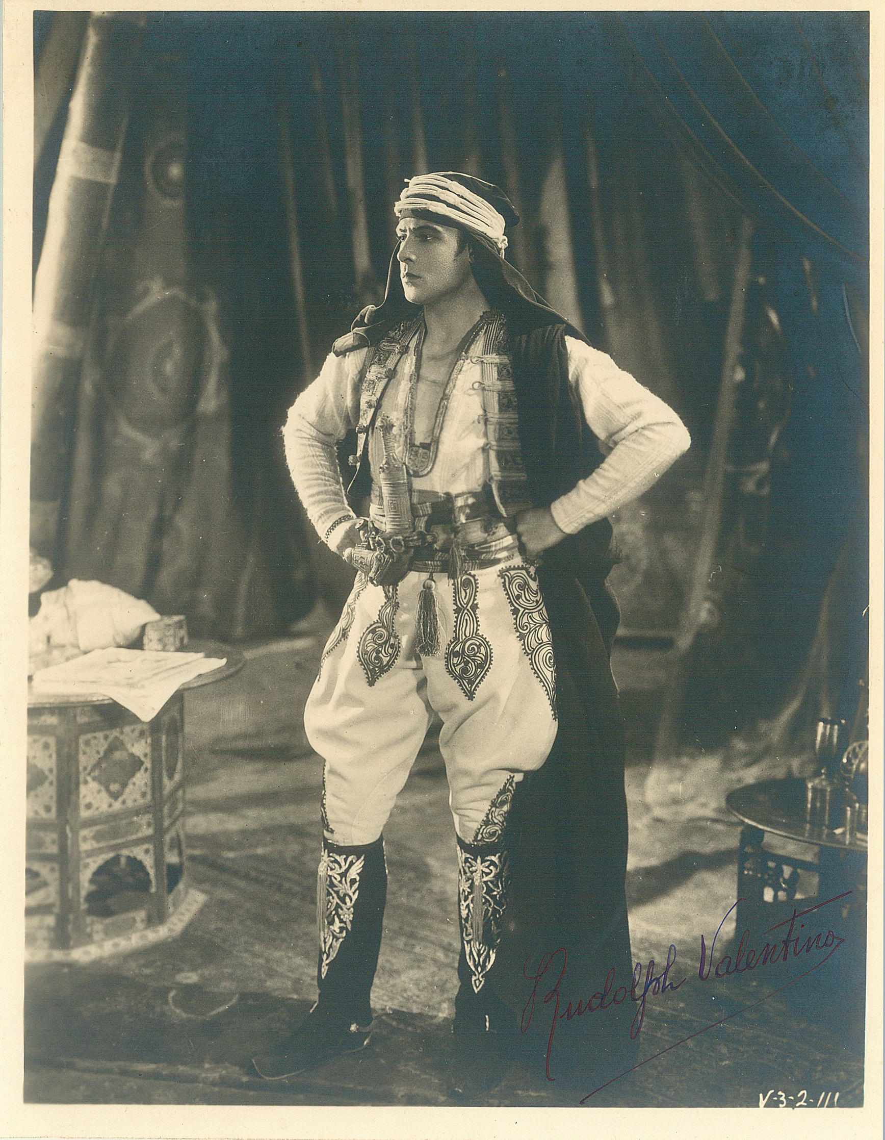 Appraisal: VALENTINO RUDOLPH - Photograph Signed ''Rudolph Valentino'' by inch silver