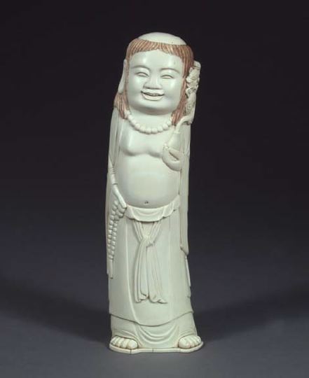 Appraisal: Japanese Meiji Elaborately Carved Tusk Ivory Figure of a Youthful