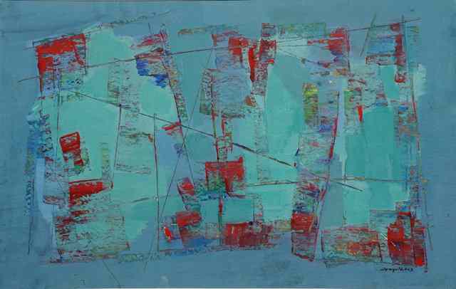 Appraisal: Mima Jonquieres German - Abstract in red turquoise and blue