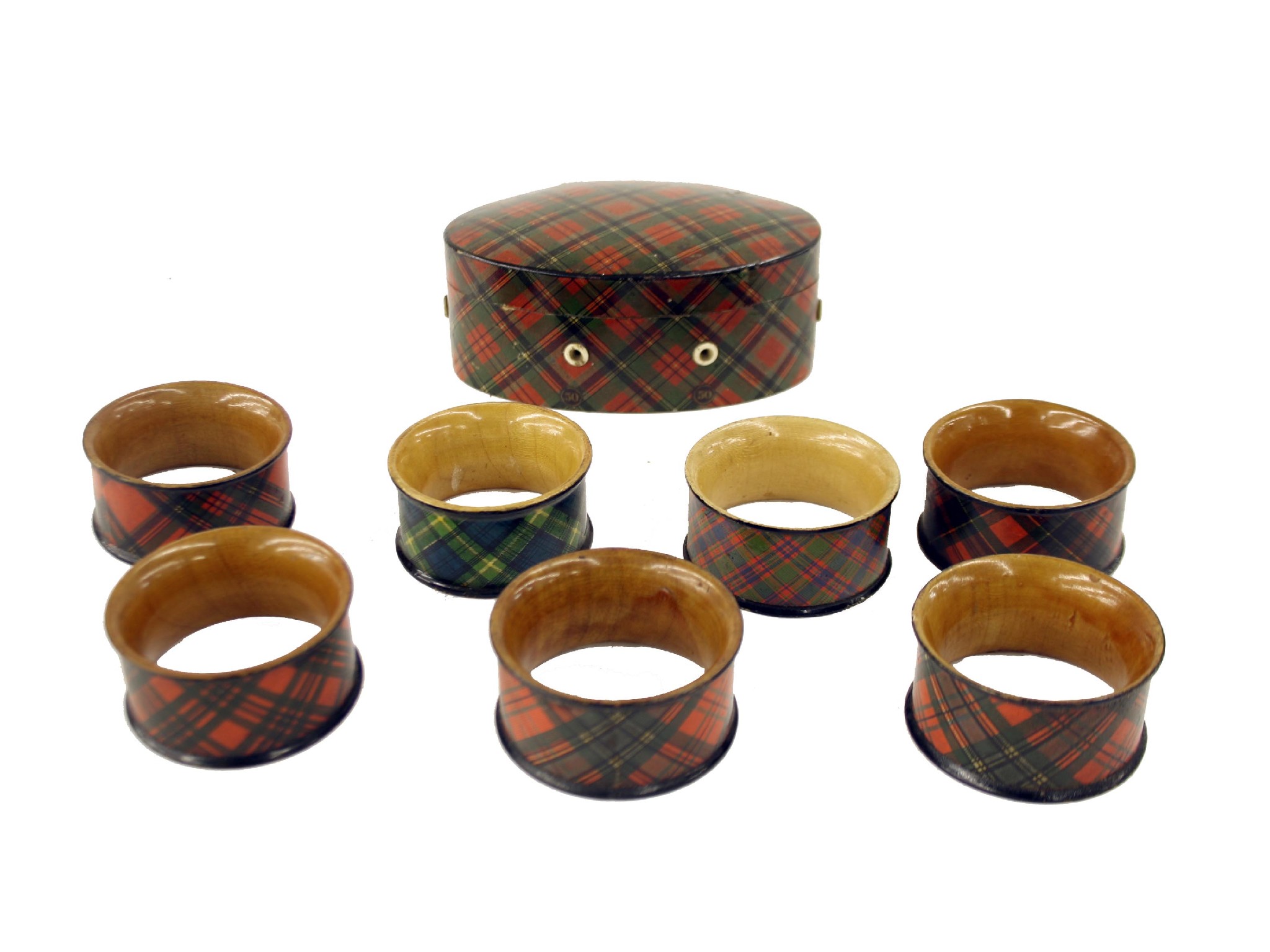 Appraisal: Tartan ware - Prince Charlie pattern Clark Co oval thread