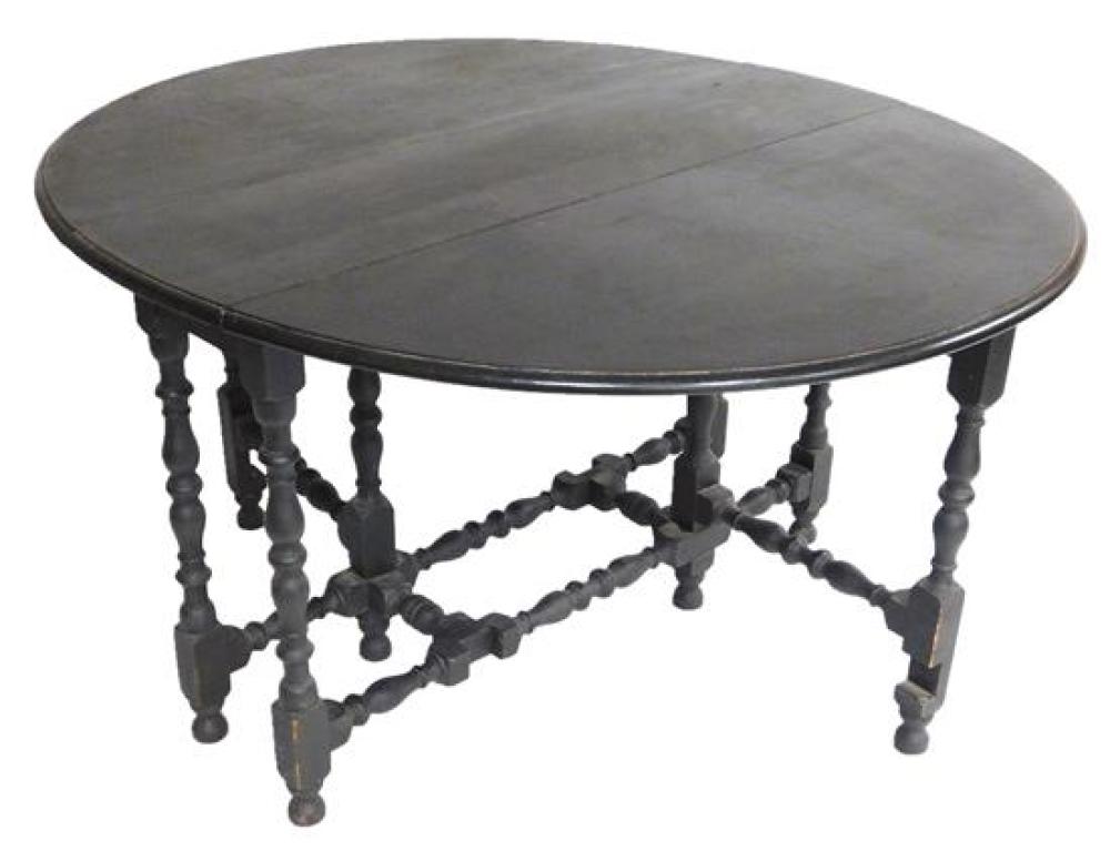 Appraisal: Reproduction gateleg dining table William and Mary form painted gin