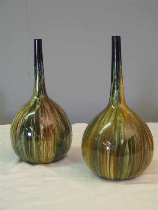 Appraisal: Bretby pair of large bulbous vases with long thin necks