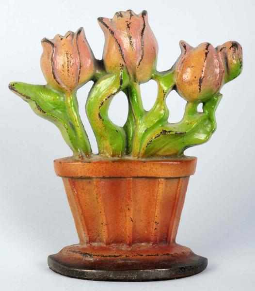 Appraisal: Cast Iron Tulips in Pot Doorstop Creations Company Charming array