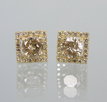 Appraisal: A Pair of Matching Ladies' Diamond Earrings k yellow gold