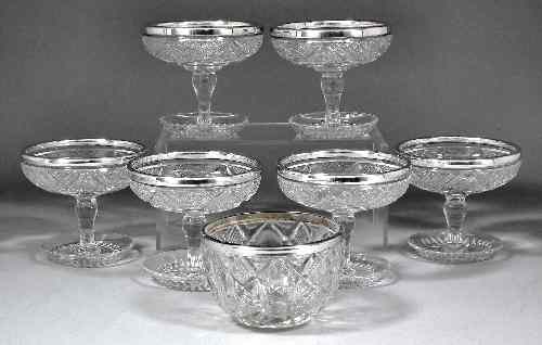 Appraisal: A set of six George V silver mounted cut glass