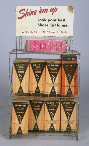 Appraisal: Griffin Shoe Polish Wire Countertop Display Display includes various boxes