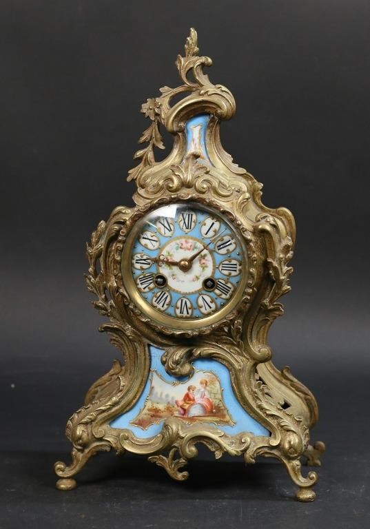 Appraisal: French porcelain and gilt bronze mantle clock S Marti et