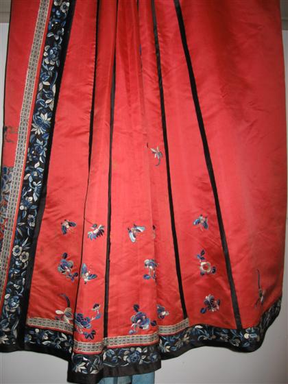 Appraisal: Chinese red-ground silk robe th th century