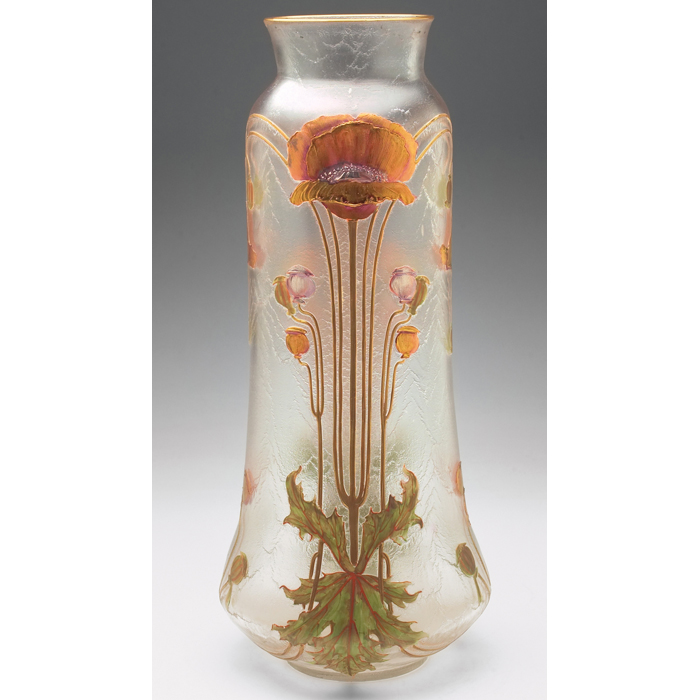 Appraisal: Mount Joye vase attribution large form in frosted glass with