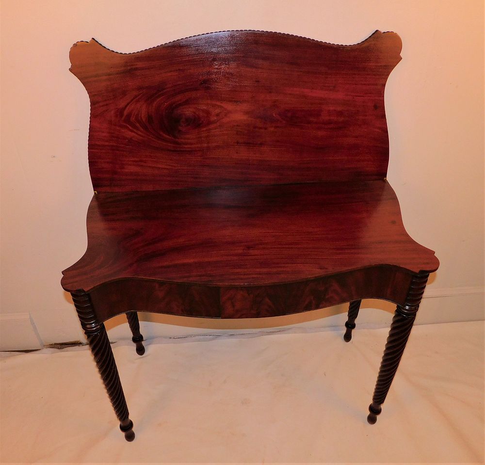 Appraisal: SHERATON MAHOGANY CARD TABLE Fine Sheraton period mahogany card table