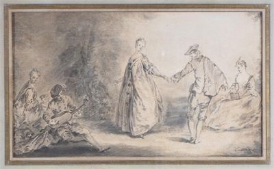 Appraisal: Manner of Nicholas Lancret Elegant figures in a park Bears