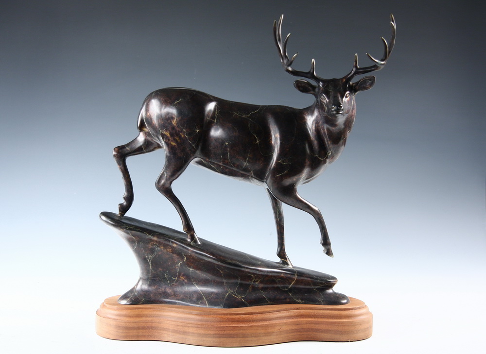 Appraisal: BRONZE SCULPTURE - Deer by Robert Deurloo Idaho - signed