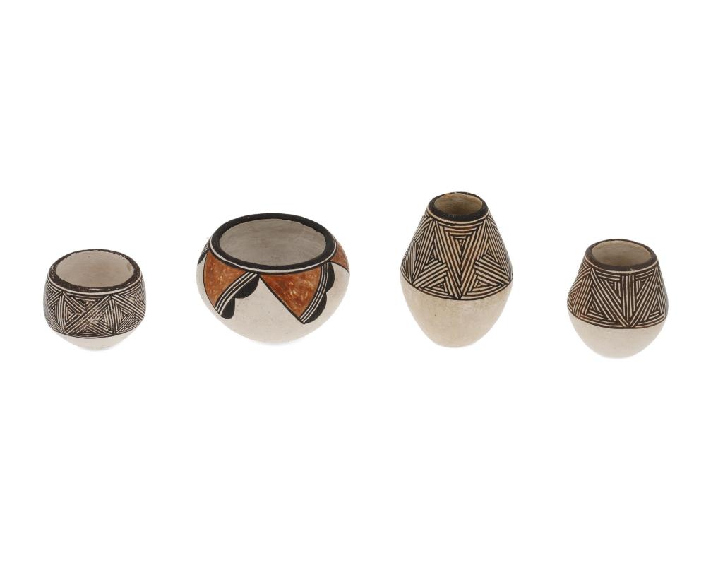 Appraisal: A group of Acoma miniature pottery vessels Two groupings Two