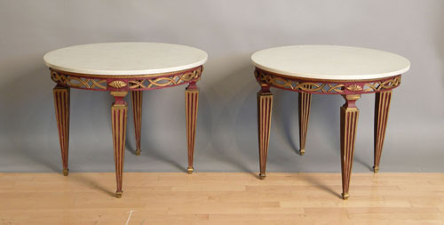 Appraisal: Pair of French marble top tables h w