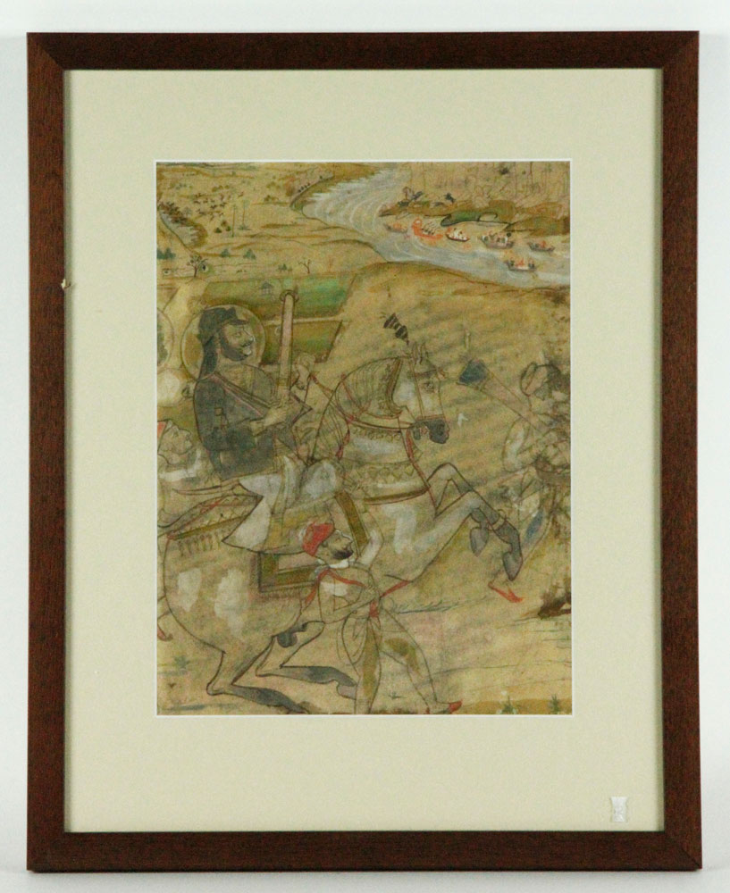 Appraisal: - Persian Warrior W C Persian warrior watercolor and pencil