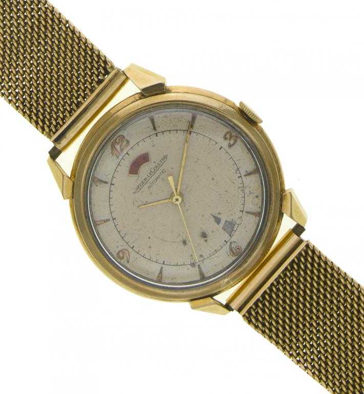 Appraisal: A JEAGER LE COULTRE GOLD AUTOMATIC GENTLEMAN'S WRISTWATCH with red