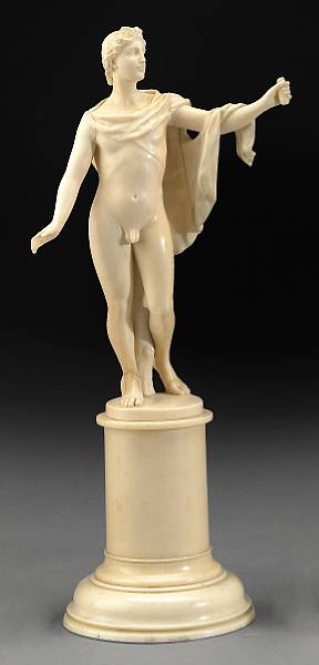 Appraisal: A French carved ivory figure of the Apollo Belvedere late