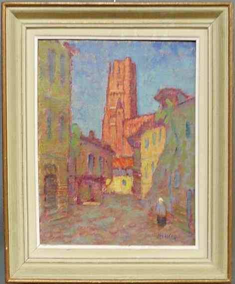 Appraisal: Oil on canvas painting of a Middle eastern city scene