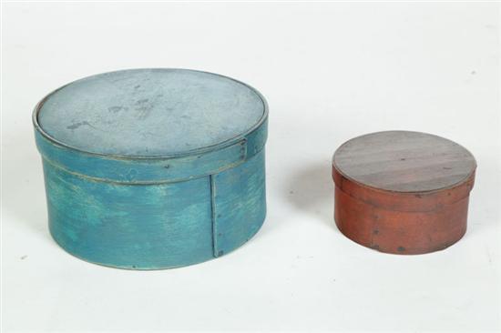 Appraisal: TWO PANTRY BOXES American nd half- th century Round bentwood