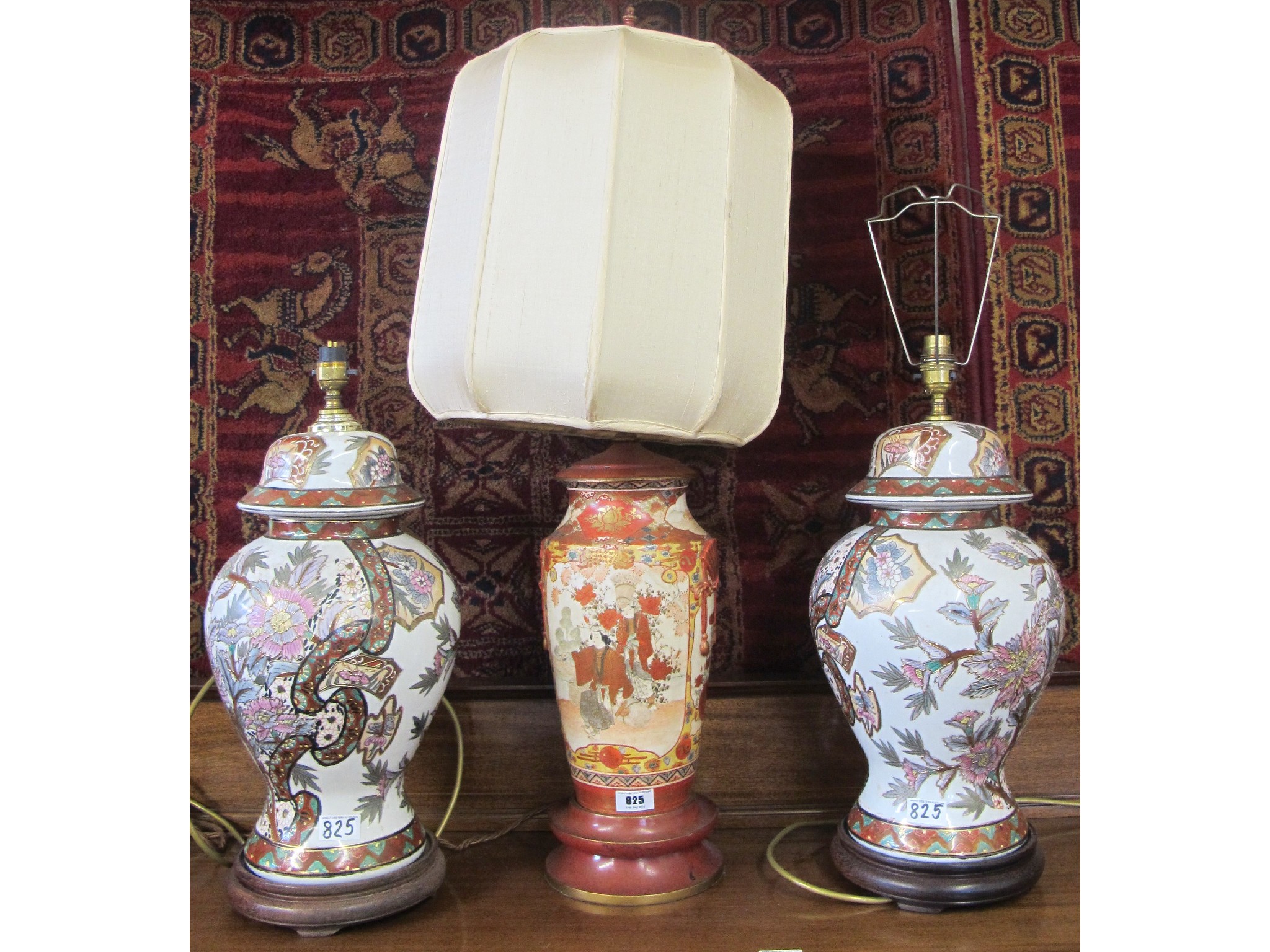 Appraisal: A pair of modern floral table lamps and a Japanese