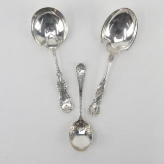 Appraisal: Grouping of Three Sterling Silver Serving Spoons Grouping of Three