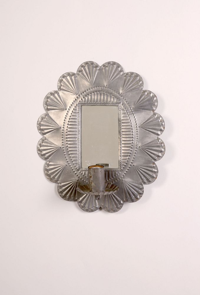 Appraisal: Round Tin Sconce with Mirror ca New Mexico Revival Attributed