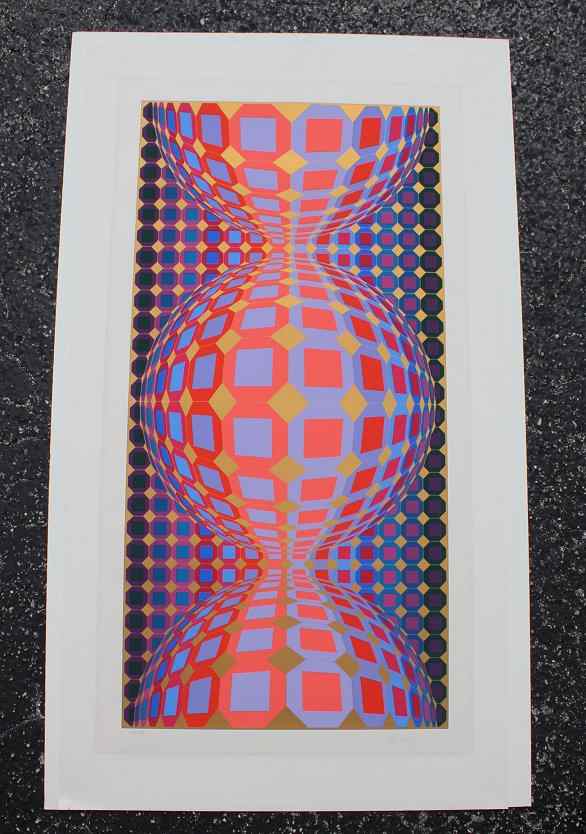 Appraisal: VASARELY Victor Hungarian - Op Art Spherical Serigraph '' x