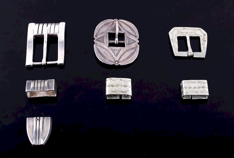 Appraisal: Navajo Sterling Silver Ranger Buckle Set For your bidding pleasure