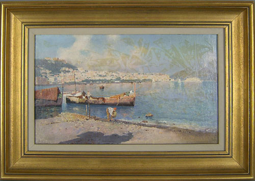 Appraisal: Italian oil on canvas coastal scene early th c x