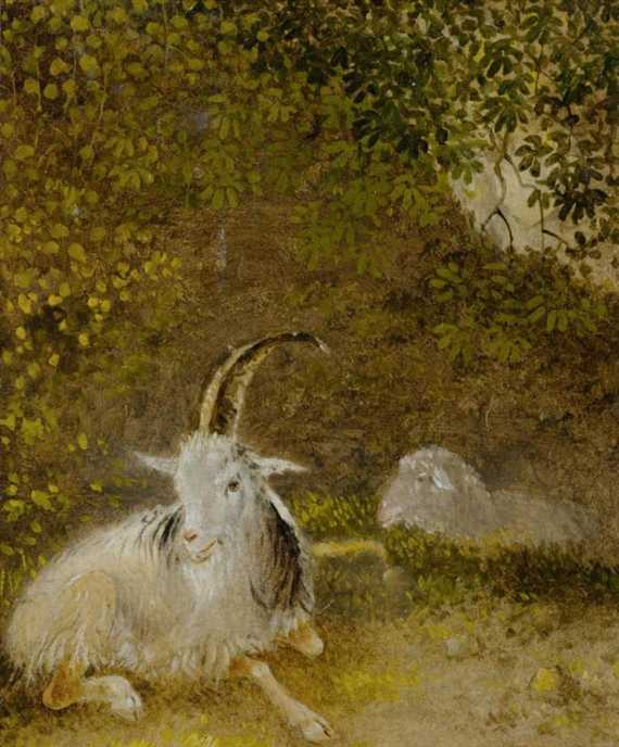 Appraisal: STUDY WITH GOAT AND SHEEP attributed to Ludwig Adrian Richter