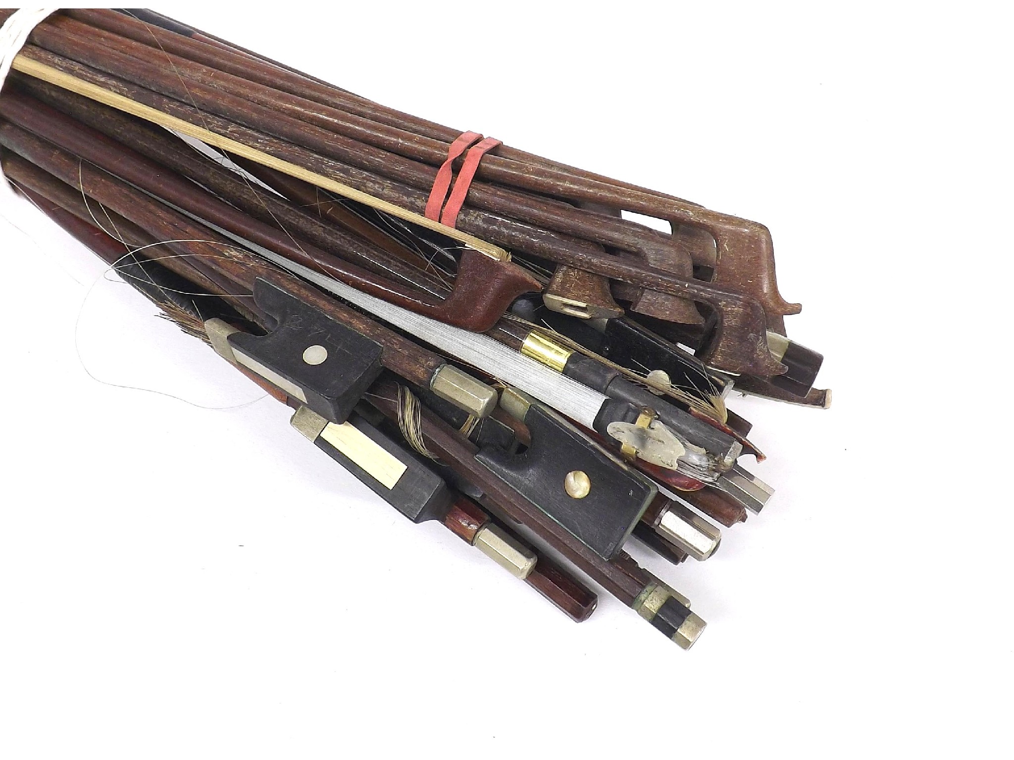 Appraisal: Small bundle of double bass and other bows