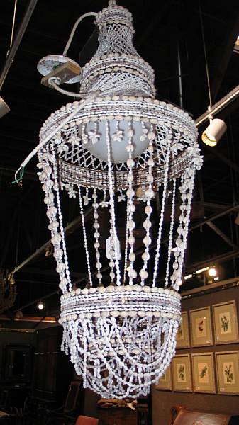 Appraisal: A shellwork chandelier th century approximate diameter in