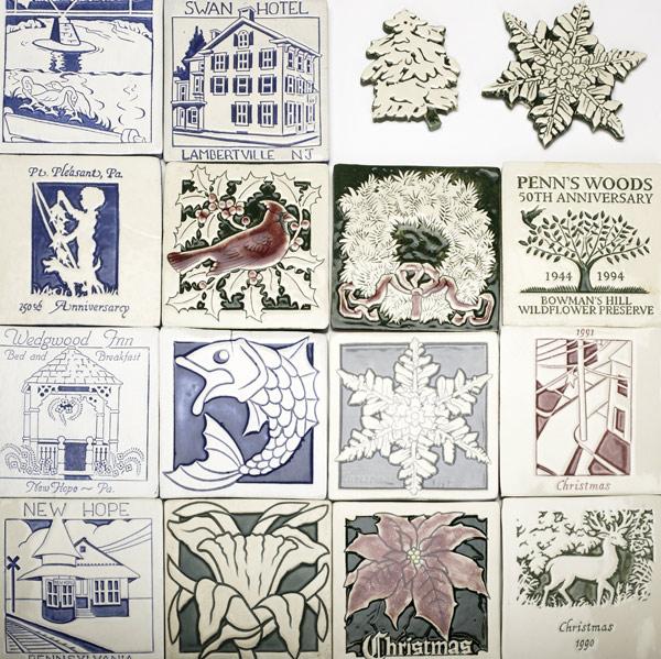 Appraisal: BETSY LOVE COMMEMORATIVE TILES Including Chistmas tiles ornaments the custom