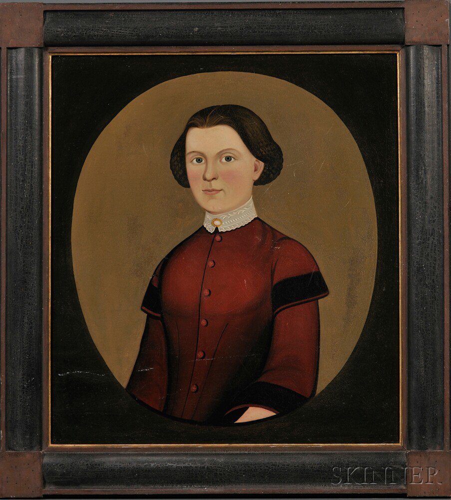 Appraisal: Prior-Hamblen School th Century Portrait of a Young Woman Wearing